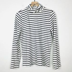 J. Crew Factory Black and White Striped Turtleneck Sweater